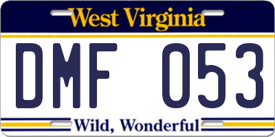 WV license plate DMF053