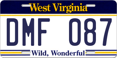 WV license plate DMF087