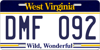 WV license plate DMF092