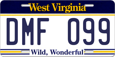 WV license plate DMF099