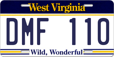 WV license plate DMF110