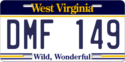 WV license plate DMF149