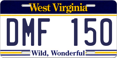 WV license plate DMF150