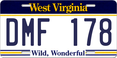 WV license plate DMF178