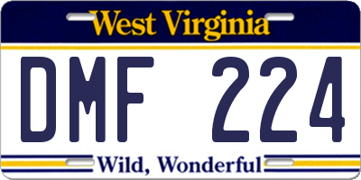 WV license plate DMF224
