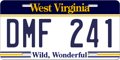 WV license plate DMF241
