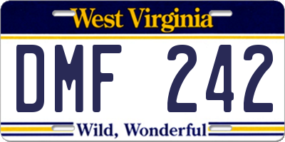 WV license plate DMF242