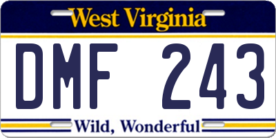 WV license plate DMF243