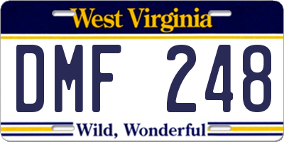 WV license plate DMF248