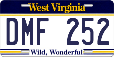 WV license plate DMF252