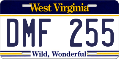 WV license plate DMF255