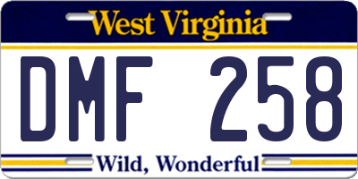 WV license plate DMF258