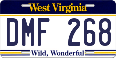 WV license plate DMF268