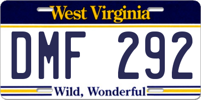 WV license plate DMF292