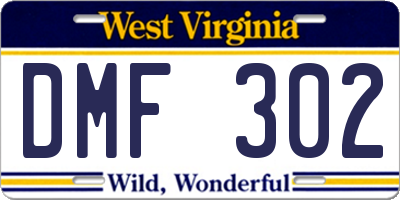 WV license plate DMF302
