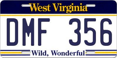 WV license plate DMF356