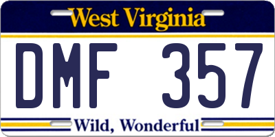 WV license plate DMF357
