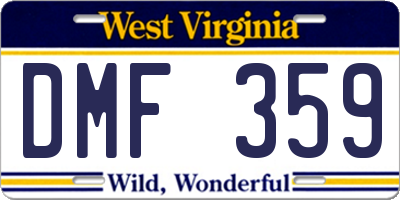 WV license plate DMF359