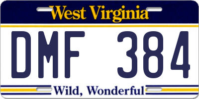 WV license plate DMF384