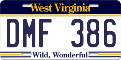WV license plate DMF386