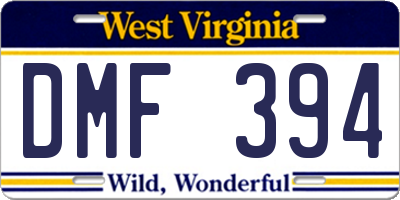 WV license plate DMF394