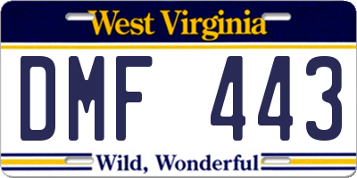 WV license plate DMF443