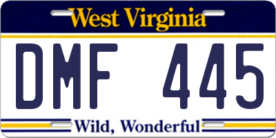 WV license plate DMF445