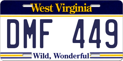 WV license plate DMF449