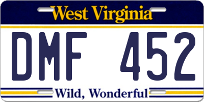 WV license plate DMF452