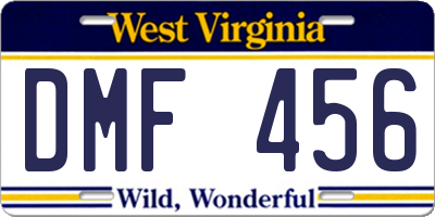 WV license plate DMF456