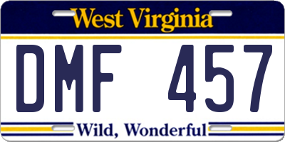 WV license plate DMF457