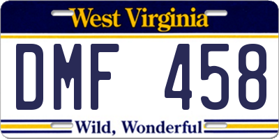 WV license plate DMF458