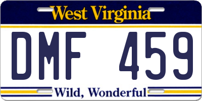 WV license plate DMF459