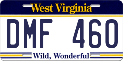 WV license plate DMF460
