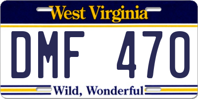 WV license plate DMF470