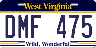 WV license plate DMF475