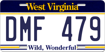WV license plate DMF479