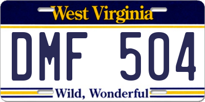 WV license plate DMF504