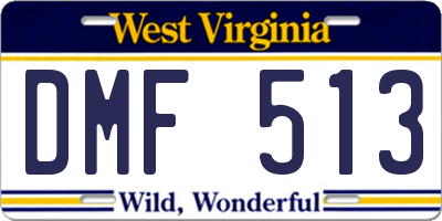 WV license plate DMF513