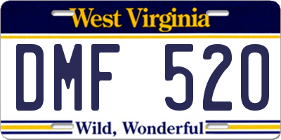 WV license plate DMF520