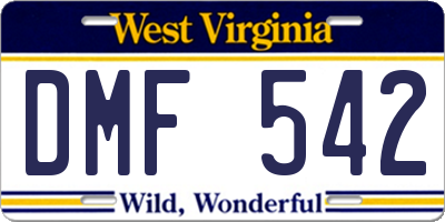 WV license plate DMF542