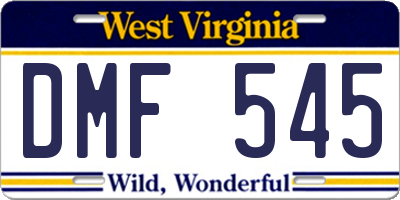 WV license plate DMF545