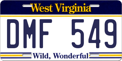WV license plate DMF549