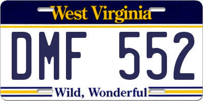 WV license plate DMF552