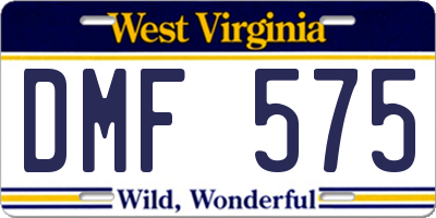 WV license plate DMF575