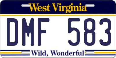 WV license plate DMF583