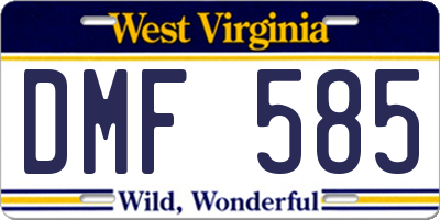 WV license plate DMF585