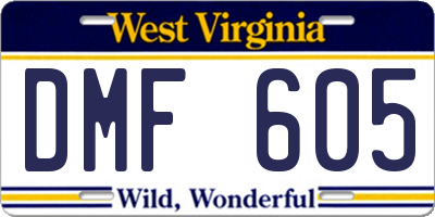 WV license plate DMF605