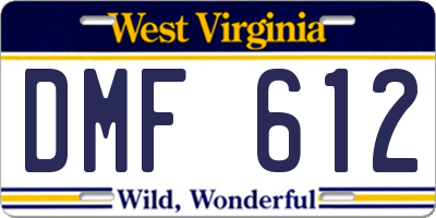 WV license plate DMF612