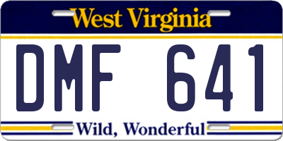 WV license plate DMF641